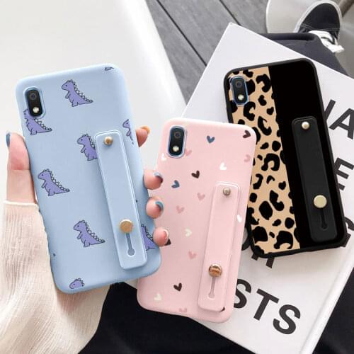 For Samsung A10 Case Silicone Flower Phone Cases For Samsung Galaxy A10 A 10 A105F A105 Wrist Strap Stand TPU Cover Funda Bumper