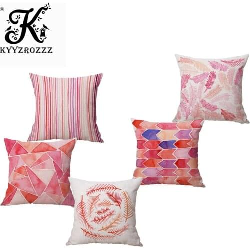 Nordic Minimalist Geometry Pink Leaves Printing Home Decor Sofa Car Seat Decorative Cushion Cover Pillow Case Capa Almofada