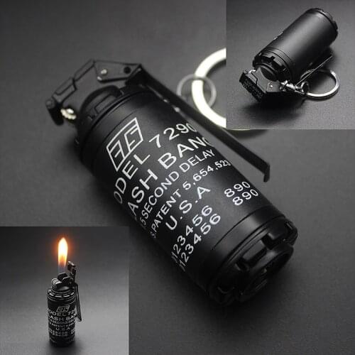 TH Creative military small model Smoke bomb inflatable lighter small grenade wheel open flame lighter