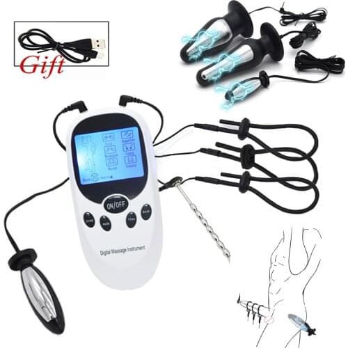 USB Charge Host,Strongest BDSM Electro Shock Anal Butt Plug Masturbator Electric Stimulate Penis Plug Cock Ring,Sex Tool For Men