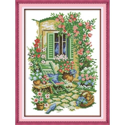 Everlasting Love Garden Corner Chinese Cross Stitch Kits Ecological Cotton Stamped DIY 11CT New Year Gift Decorations For Home