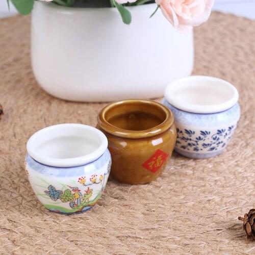 1:12 Dollhouse Mini Ceramics Rice Tank Transparent Aquarium Dollhouse Home Ornaments Doll Toy Gift Pretend Play Kids Toys