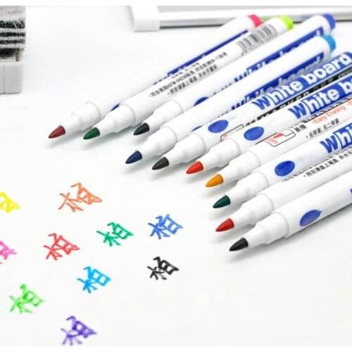10 Colors Erasable Whiteboard Marker Pen Non Toxic Sign Fine Nib Drawing Pens Office School Supplies