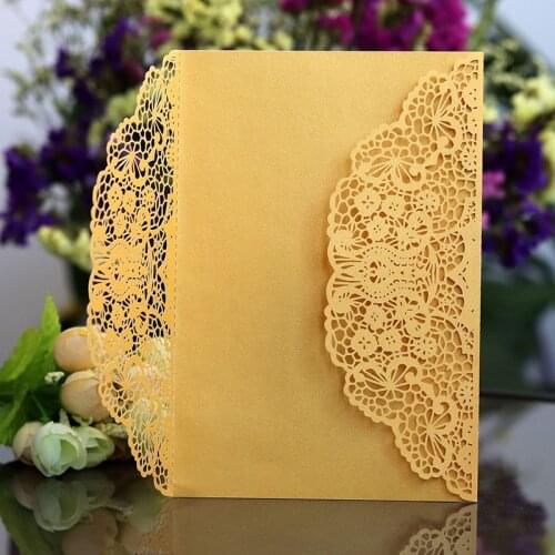 10pcs Laser Cut Wedding Invitations Card Cute Elegant Lace Flower Business Greeting Card Birthday Wedding Party Favor Decoration