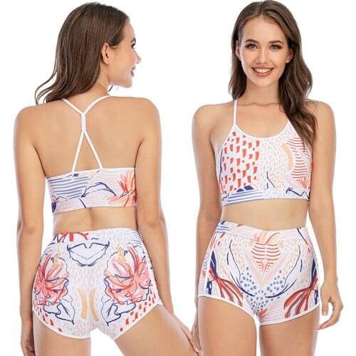 Beach Wear Summer Females Swim Suit Flowers 2 Pieces Breathable Clothes For Women