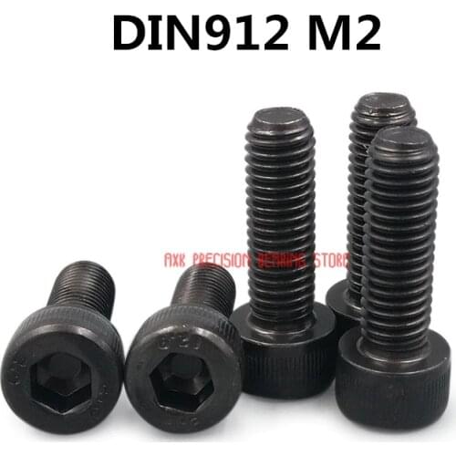 2021 Din912 M2 Metric Thread Black Grade 12.9 Alloy Steel Hex Socket Head Cap Screw Bolts M2*(3/4/5/6/7/8/9/10/12/14/15~40) Mm