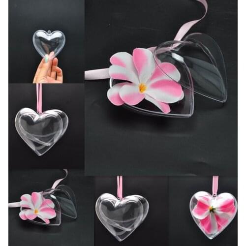 5pcs Love Romantic Heart Shaped Capsule Clear Plastic Christmas Balls Transparent Tree Ornaments For New Year Wedding Decor