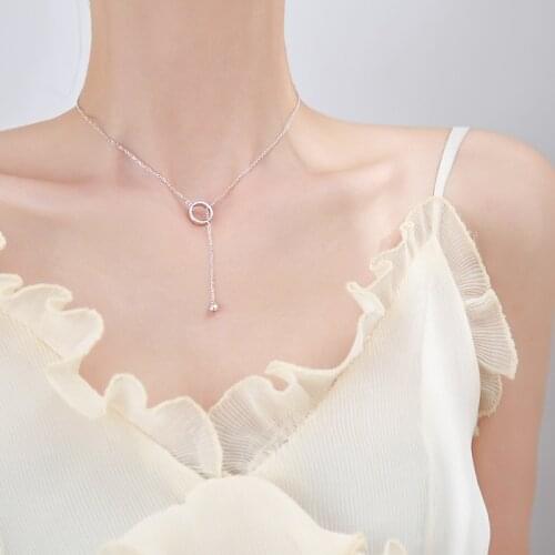 925 Sterling Silver Flash Diamond Necklace Female Tassel Clavicle adjustable Chain Pendants for Women Fine Jewelry Party Gift