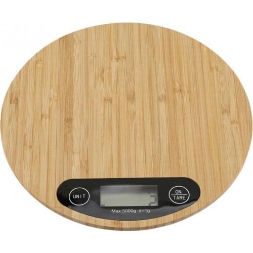 Digital Kitchen Scale, Multifunction Bamboo Food Scale Baking Measure Weight, 1g/5kg, Tare Function, 4 unit(G/ML/OZ/LB.OZ)