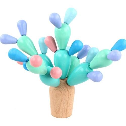 Infant and child wooden toys fine action hand-eye coordination training splicing blocks to make cactus