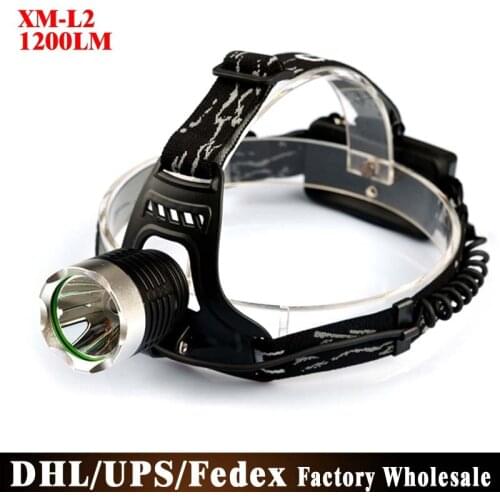 DHL Fedex UPS 20PCS 3-Mode XM-L L2 1200LM Light Zooming Headlamp - Black( 2 X 18650 Not included)