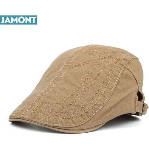 JAMONT New Spring Summer Cotton Berets Caps For Men Casual Peaked Caps letter embroidery Berets Hats