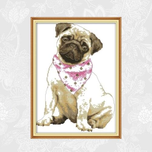 Joy Sunday Aida Cross Stitch kits Wearing a Scarf of Dog 14CT 11CT Cotton Fabric Hotel Home Decor Painting Factory Wholesale