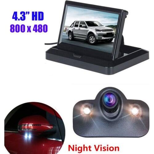 360 Degree Rear Front Side View CCD Backup Camera Night Vision&4.3 Inch LCD Car Reverse Parking System Monitor Parking Assist