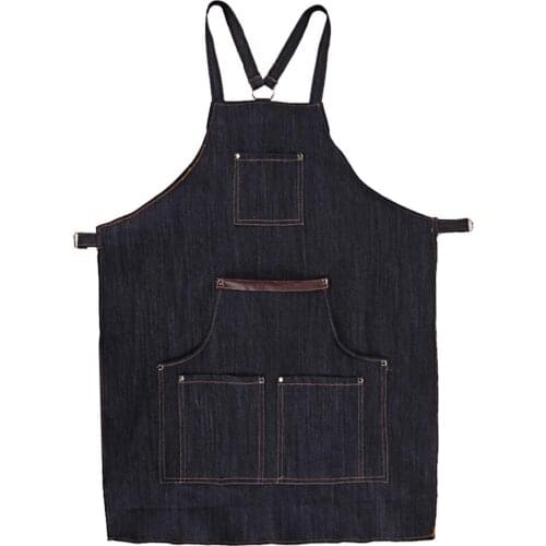 1PC Unisex Pocket Denim Hairdressing Apron Barber Salon Hair Cutting Cape Cloth Work Apron Cafe Kitchen Cooking Bibs
