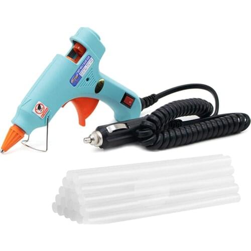 12V-24V 20W Car Cigatrette Lighter Hot Melt Glue Gun Battery Clip for 7mm Glue Sticks Car Repair Tools with 10PCS Glue Sticks