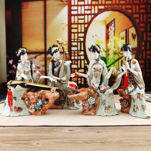 Chinese style creative home study decoration, classical figure ceramic crafts