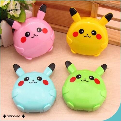Lymouko New Style Cartoon Patterns Pocket with Mirror Contact Lenses Case for Women Gift Kit Container Lens Box