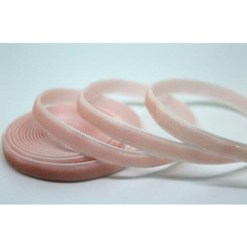 Cute 1/4" 6mm 20yds/roll velvet ribbon, No elastic Single face nylon webbing
