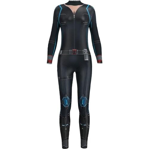 Fashion Printing Cosplay Costume Women Superhero Movie Jumpsuits Sexy Fitness Outfit Party Show Romper Tight Bodysuit Clothing