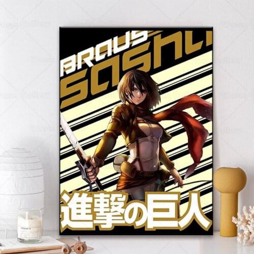 Wall Art Canvas Painting Hd Prints Poster Mikasa Ackerman Anime Attack On Titan Picture Modular For Living Room Home Decor
