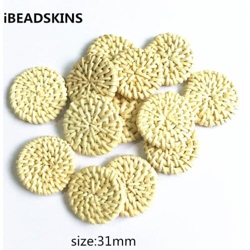 New arrival! 20pcs/lot 31mm or so Rattan coin -shape charm beads for Jewelry DIY (Design as shown)