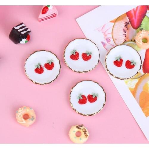 New Mini Resin Food Dishes Tableware Miniature Doll House Accessories Dollhouse Trays Plates Doll Kitchen Toys