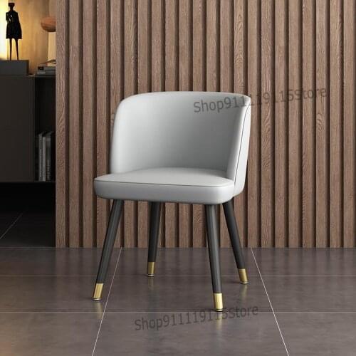 Nordic Dining Chair Modern Simple Home Fashion Back Chair Light Luxury Metal Leather Home Make-up Chair 140