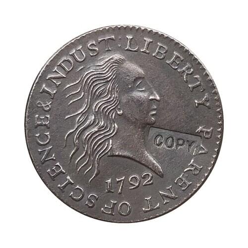 Wholesale 1792 ONE CENT COIN COPY 100% coper manufacturing silver-plated