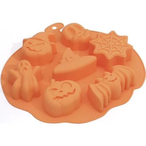 Halloween Holiday Style Silicone Cake Mold 6 Cavities Pumpkin Ghost Bat Shape Cookies Chocolate Molds DIY Cake Baking Tools New