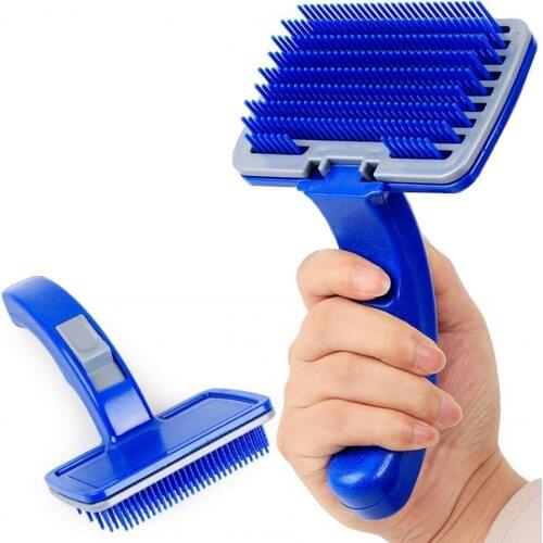 Pet Comb Dog Cat Grooming Hair Removal Brush Plastic Button Self Comb For Golden Retriever Large Dog Brush Pet Cleaning Supplies