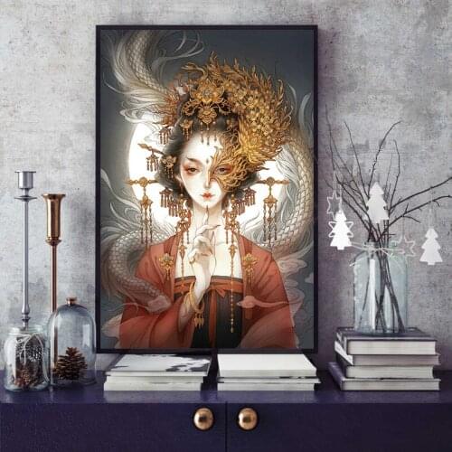 Paint by number art painting by numbers Half face makeup Oriental China Makeup Embroidery Female totem