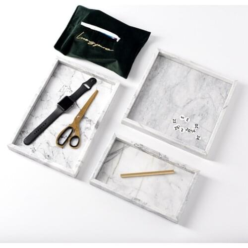 Nordic Home And Desktop Decoration Light Luxurious Natural Marble Jewelry Storage Plate Wedding Gift Dessert Plate Party Use