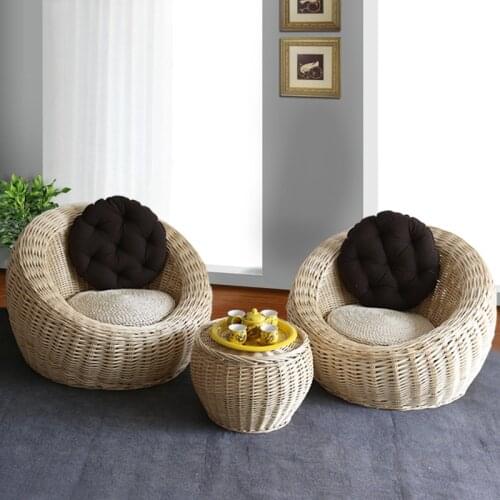 Rattan Chair Balcony Bedroom Hand Woven Lazy Sofa Leisure Rattan Chair Tatami Double Sofa Living Room Furniture