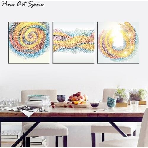 Fresh Wall Art Canvas Print Picture Pieces of Colorful Rings 3pcs Modern Art Paintings Canvas Paint Spray