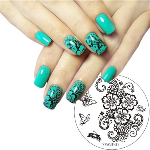 Hand-painted Butterfly Flower Original Designs Nail Art Stamp Stamping Plates Template Image Plate Stencil for Nails