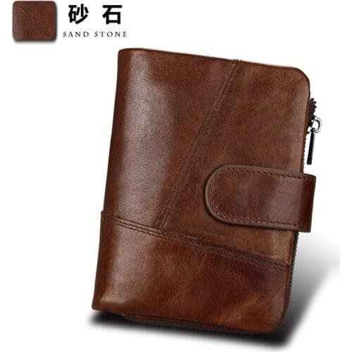 Vintage Men Wallets Vintage Cowhide Genuine Leather Hasp Zipper Wallet Card Holder Coin Pocket Mens Purse Male Carteira