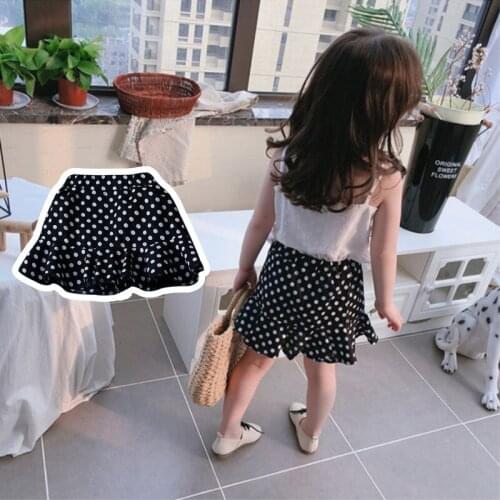Summer Korean Style Retro Polka Dot Cotton Fishtail Skirt Girls Short Skirt for Kids Birthday Clothes