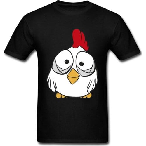 Funny Chicken T-shirt Print Mens Cartoon T Shirt Cotton Black Tshirts Summer Simple Style Top Tee Fool Day Clothes Free Shipping