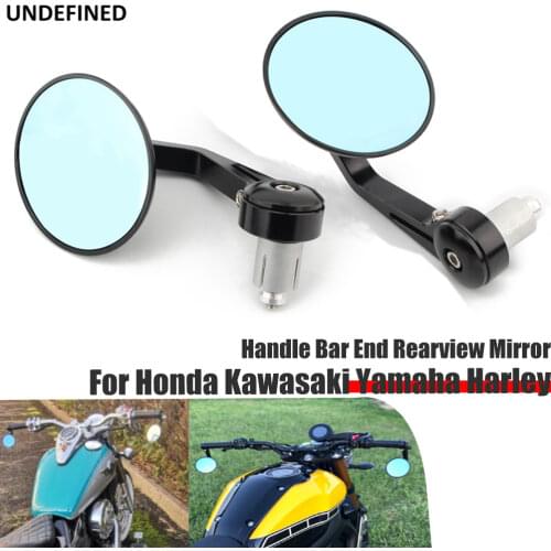 Motorcycle Handle Bar End Rearview Mirror 22/25mm Round Bar End Side Mirrors For Honda Kawasaki Suzuki Yamaha Harley Ducati Bike