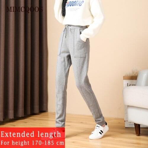 170-185cm Tall Women High Waist Harem Pants Extended Black Pants Fleece Fashion Casual Vintage Loose Solid Trousers Sweatpants