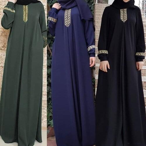 Women Plus Size Print Abaya Jilbab Muslim Maxi Dress Casual Kaftan Long Dress lace abaya muslim clothes hijab