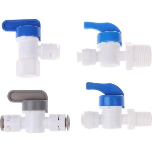 1/4" 1/2" Inline Tube Tap Shut Off Ball Valve Quick Fitting Connection Aquarium RO Water Filter Reverse Osmosis System