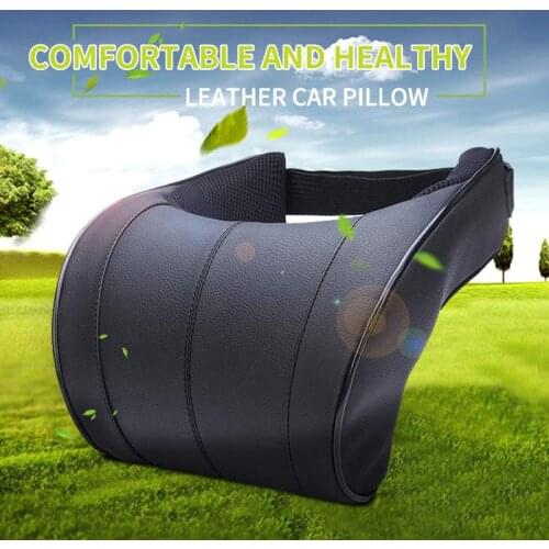 1PCS PU Leather Car Headrest Waist Pillow Car Memory Foam Head Pillow Car Decoration Pillow Car Headrest