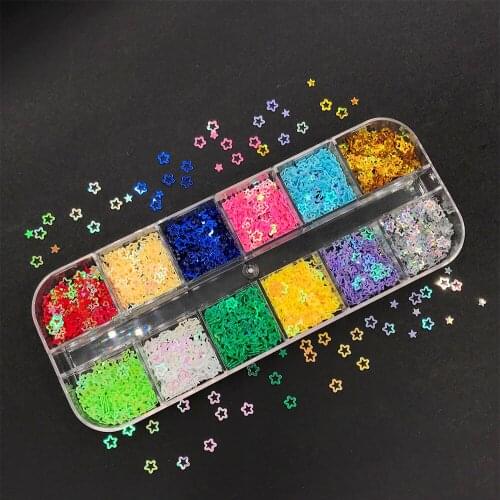 12 Colors Loose Sequins for Crafts Making Rabbit Star Shape Sequin Nail Art Paillette Decals DIY Glitter Confetti Accessories