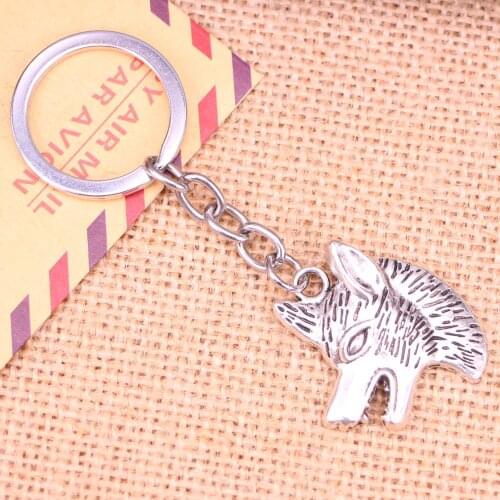 20pcs New Fashion Keychain 35*30 mm wolf dog wolfhound Pendants DIY Men Jewelry Car Key Chain Ring Holder Souvenir For Gift