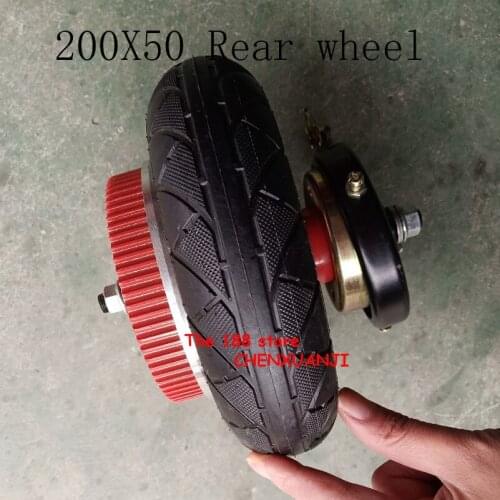 200x50 Pneumatic/solid tyre wheel 8" Rear Wheel Electric Scooter Bicycle Rear Wheel Hub Belt Motor 535-5M Pitch Teeth Sprocket
