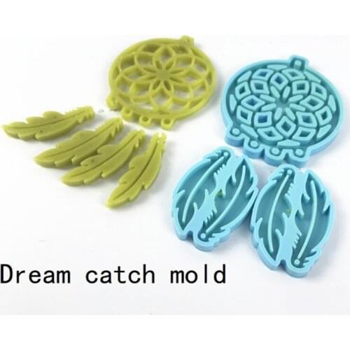 3Pcs Dream Catcher Earrings Mold Feather Shape Dream Catcher DIY Silicone Molds N84D