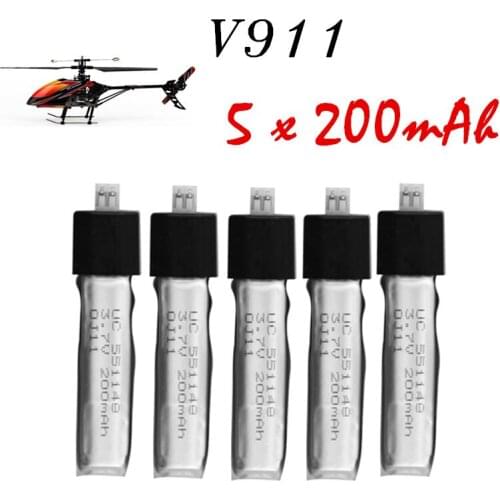5pcs Wltoys V911 RC Helicopter brushless motor Accessories Bag KV911-0005 F929 F939 BATTERY (5Pcs 3.7V 200mAh Lithium Batteries)