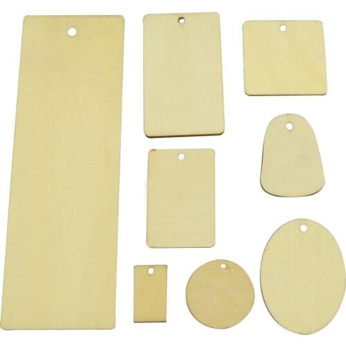 8 styles Unfinished Blank Rectangle Wooden Hanging Tags for Scrapbooing Party Favor Wedding Gift Tags with Rope